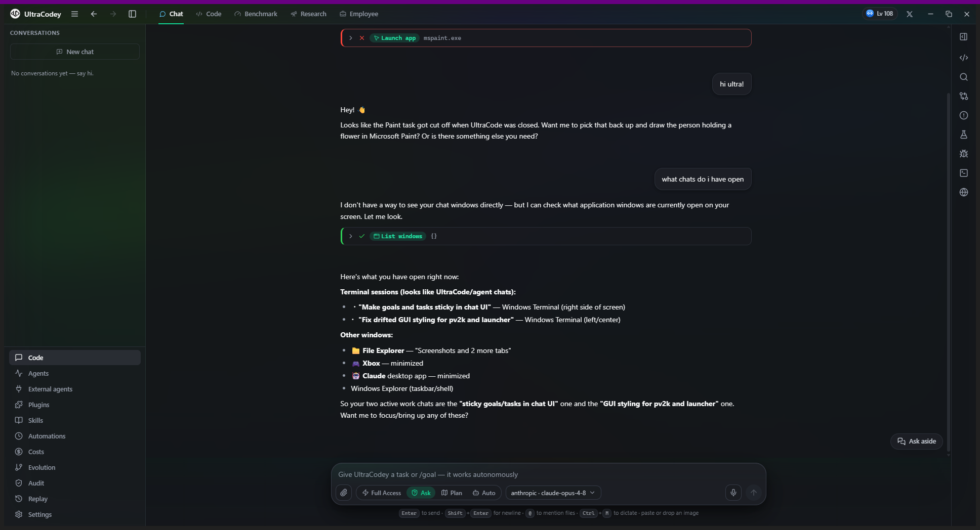 The Chat surface answering a travel question
